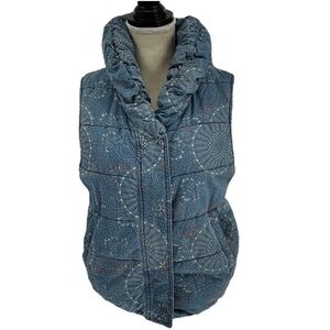 Pilcro & the Letterpress-Anthropologie Soft Chambray Quilted Puffer Vest Sz S